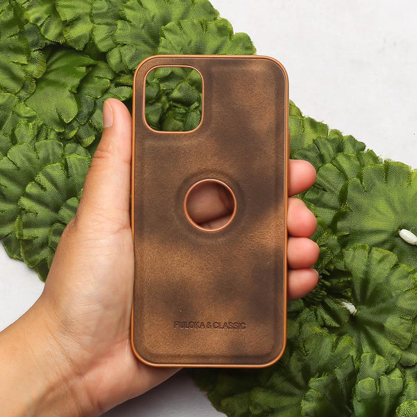 Brown Classic Leather Case for Apple Iphone 13