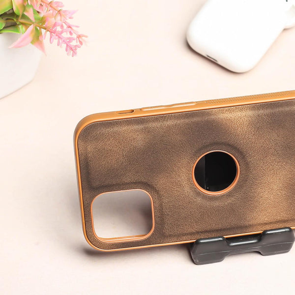Brown Classic Leather Case for Apple Iphone 13