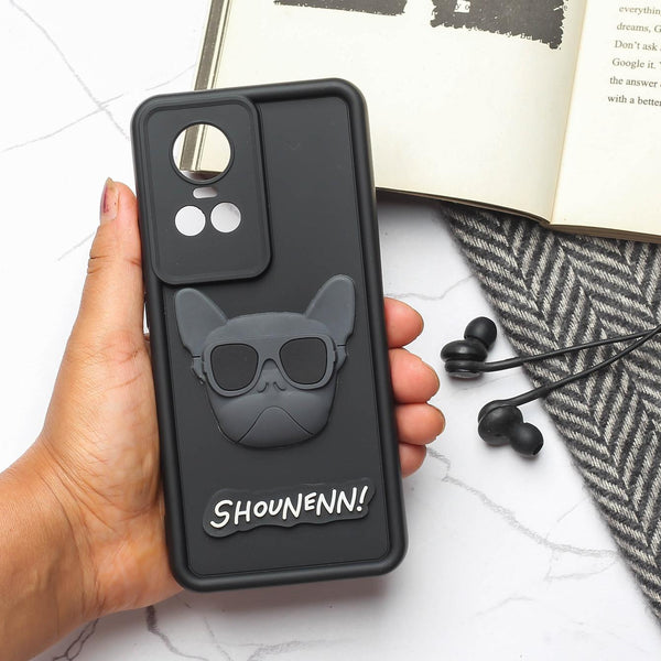 Black SHOUNENN BULLDOG Silicone case for Oppo Reno 10 Pro