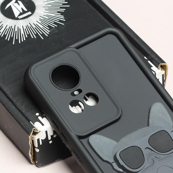 Black SHOUNENN BULLDOG Silicone case for Oppo Reno 10 Pro