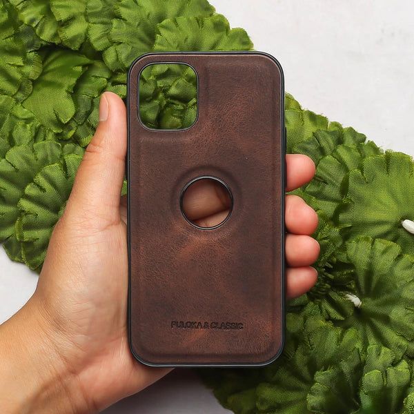 Dark Brown Classic Leather Case for Apple Iphone 13