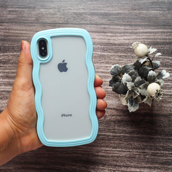 Light Blue Zig Zag Frame Silicon Case for Apple Iphone X\xs