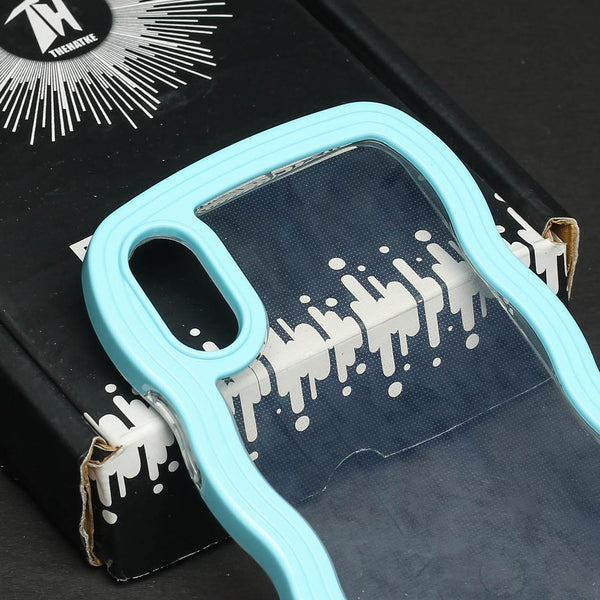Light Blue Zig Zag Frame Silicon Case for Apple Iphone X\xs