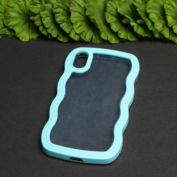 Light Blue Zig Zag Frame Silicon Case for Apple Iphone X\xs