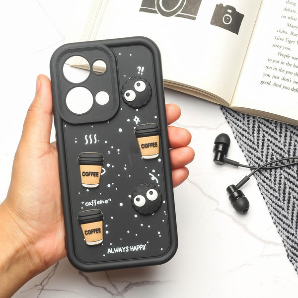 Black COFFEE (ALWAYS HAPPY) Silicone case for Oppo Reno 13