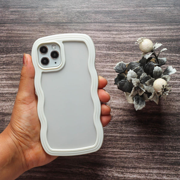 White Zig Zag Frame Silicon Case for Apple Iphone 12 Pro Max