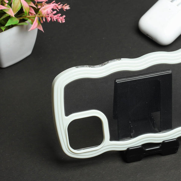 White Zig Zag Frame Silicon Case for Apple Iphone 13 Pro Max