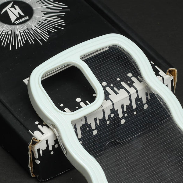 White Zig Zag Frame Silicon Case for Apple Iphone 13 Pro Max