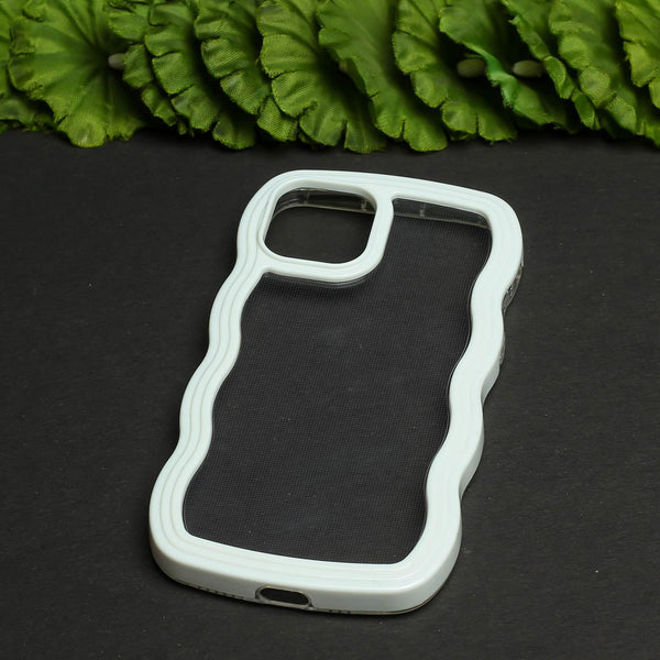 White Zig Zag Frame Silicon Case for Apple Iphone 13 Pro Max