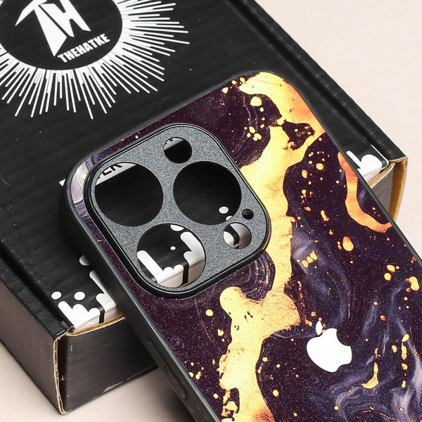 Black Gold Blaze metal back case for Apple Iphone 12 Pro