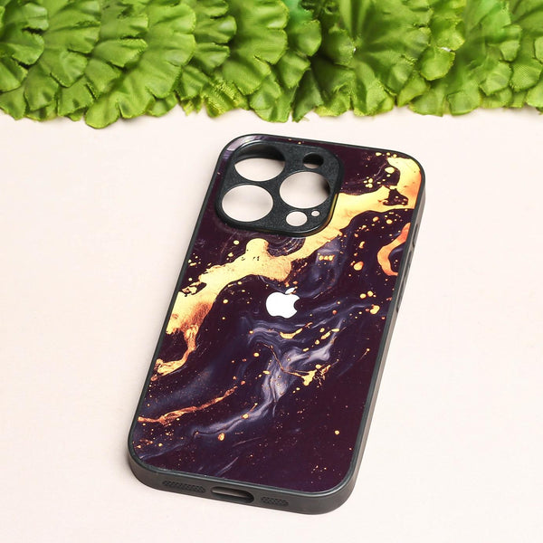 Black Gold Blaze metal back case for Apple Iphone 16 Pro Max