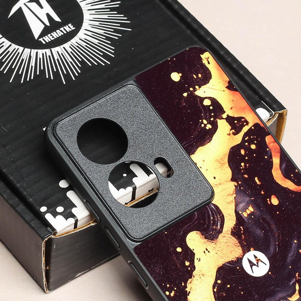 Black Gold Blaze metal back case for Moto G85