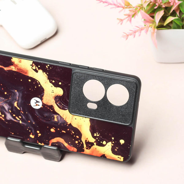 Black Gold Blaze metal back case for Moto G85