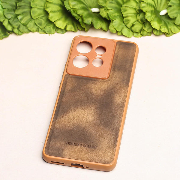 Brown Classic Leather Case for Motorola Edge 50 Pro