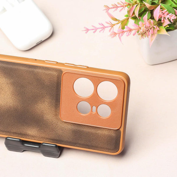 Brown Classic Leather Case for Motorola Edge 50 Pro