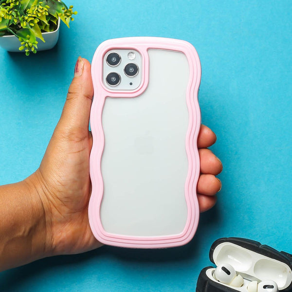 Pink Zig Zag Frame Silicon Case for Apple Iphone 12 Pro Max