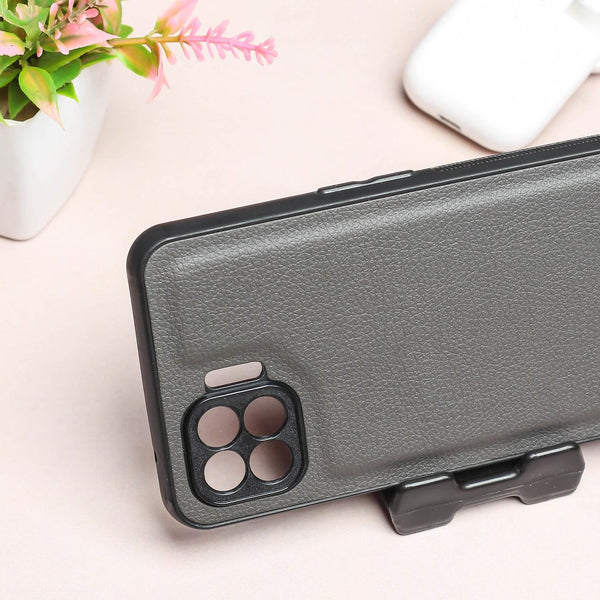 Raised Edges Grey Leather Case for Oppo F17