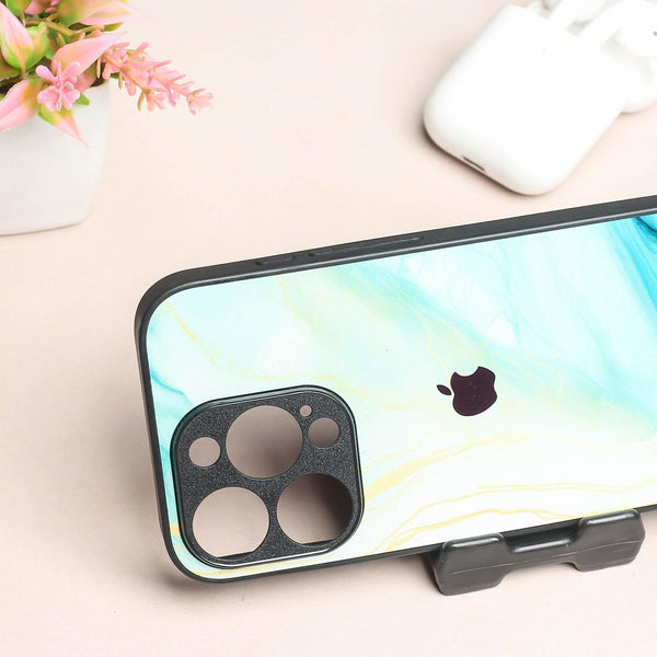 Green Luxe Marble metal back case for Apple Iphone 16 Pro