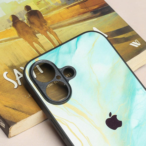 Green Luxe Marble metal back case for Apple Iphone 16