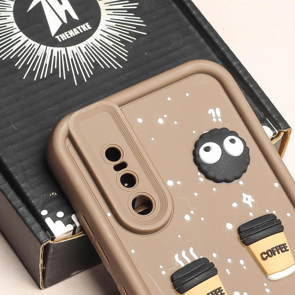 Brown COFFEE (ALWAYS HAPPY) Silicone case for Vivo V15 Pro