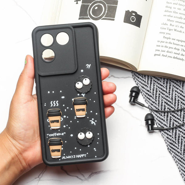 Black COFFEE (ALWAYS HAPPY) Silicone case for Vivo T2 Pro