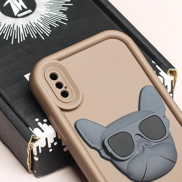 Dark Brown SHOUNENN BULLDOG Silicone case for Apple iphone X/Xs