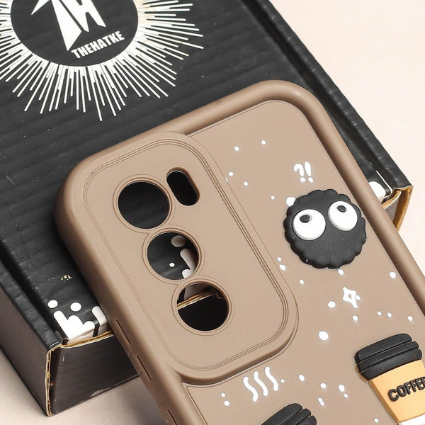 Brown COFFEE (ALWAYS HAPPY) Silicone case for Oppo Reno 12