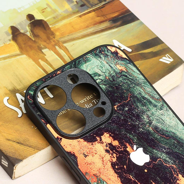 Green Golden elegance marble metal back case for Apple Iphone 16 Pro