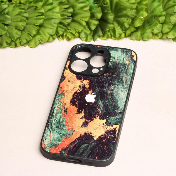 Green Golden elegance marble metal back case for Apple Iphone 16 Pro
