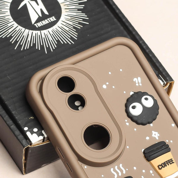 Brown COFFEE (ALWAYS HAPPY) Silicone case for Vivo V50