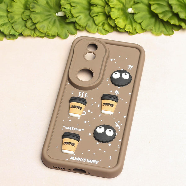 Brown COFFEE (ALWAYS HAPPY) Silicone case for Vivo V50
