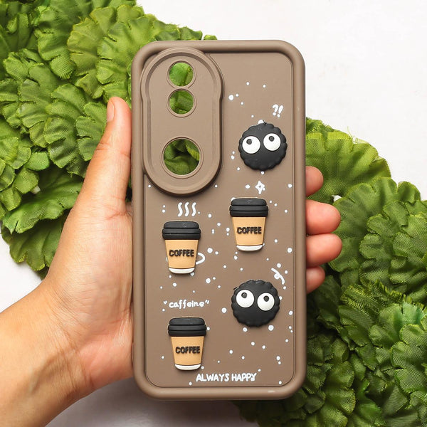 Brown COFFEE (ALWAYS HAPPY) Silicone case for Vivo V50