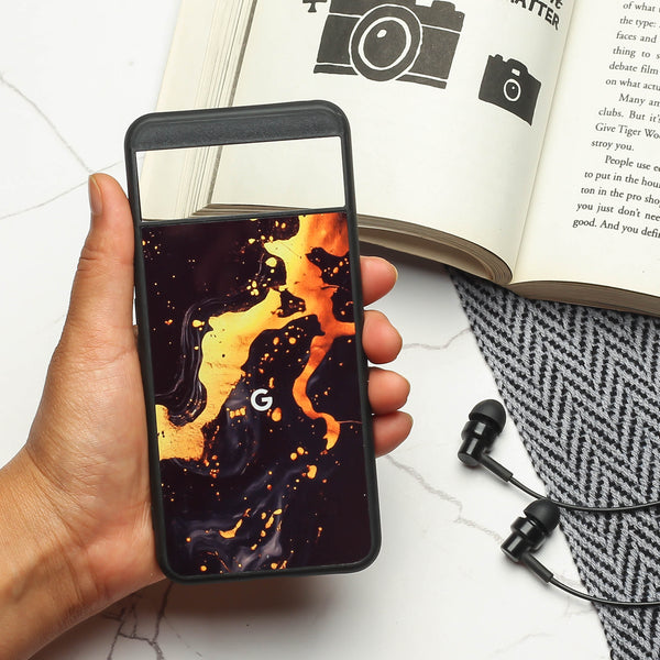 Black Gold Blaze metal back case for Google Pixel 8A