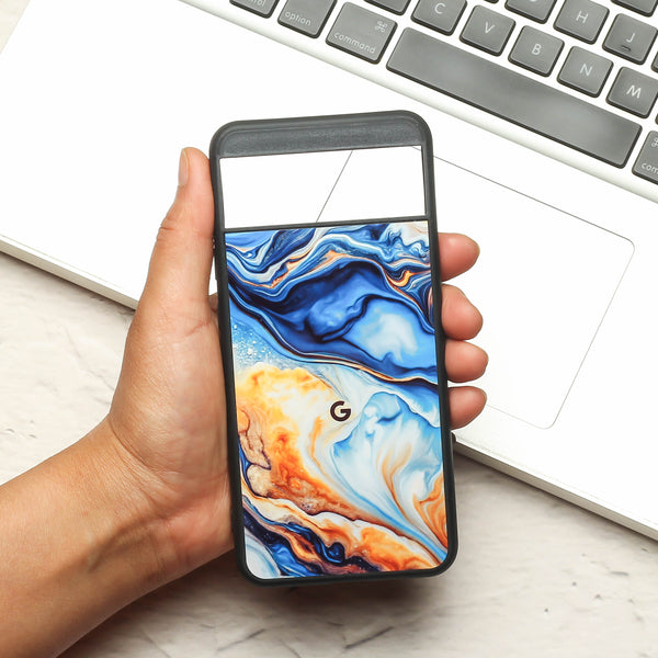 Blue Opulent metal back case for Google Pixel 8A