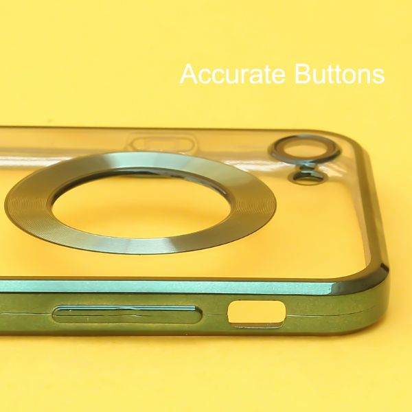 Green 6D Chrome Logo Cut Transparent Case for Apple iphone 7