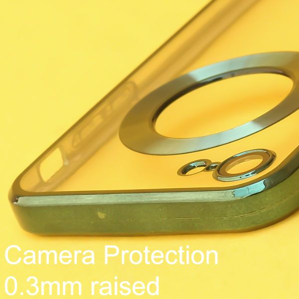 Green 6D Chrome Logo Cut Transparent Case for Apple iphone 7