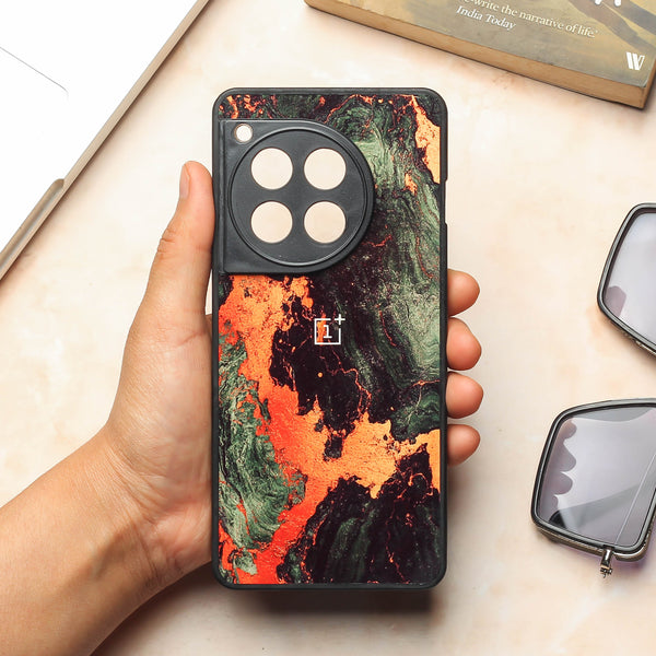 Green Golden elegance marble metal back case for OnePlus 12R