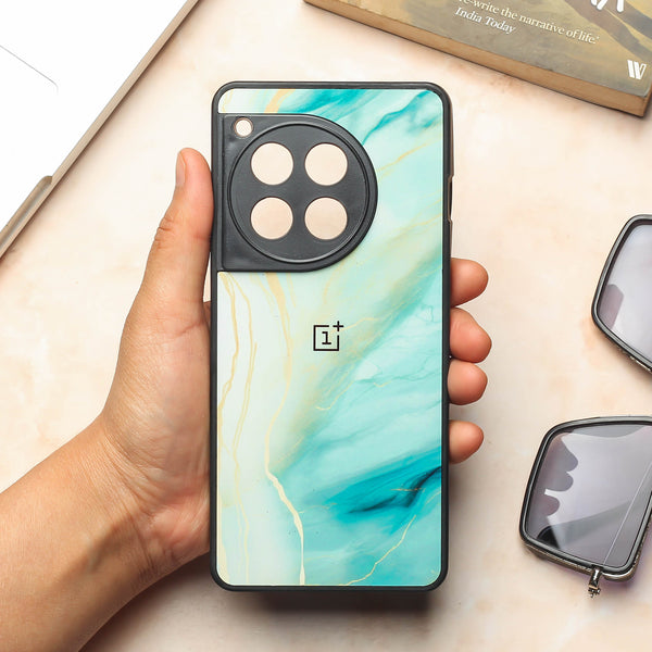 Green Luxe Marble metal back case for OnePlus 12R