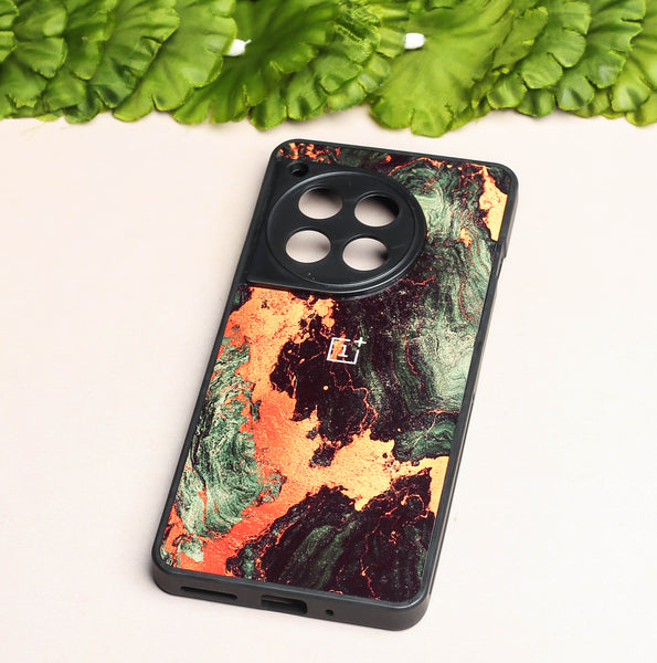 Green Golden elegance marble metal back case for OnePlus 12R