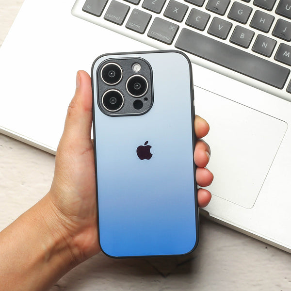 Blue Gradient metal back case for Apple Iphone 15 Pro