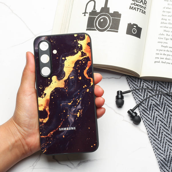 Black Gold Blaze metal back case for Samsung S23 FE