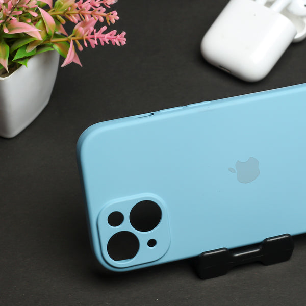 Sky Blue Original Camera Safe Silicone case for Apple iphone 13