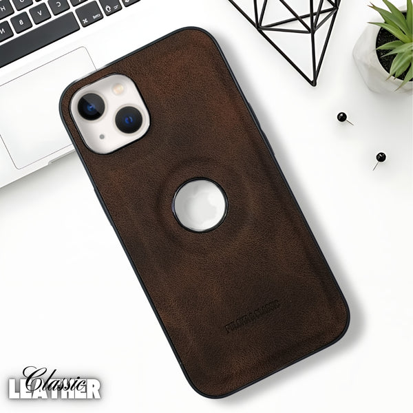Dark Brown Classic Leather Case for Apple Iphone 13