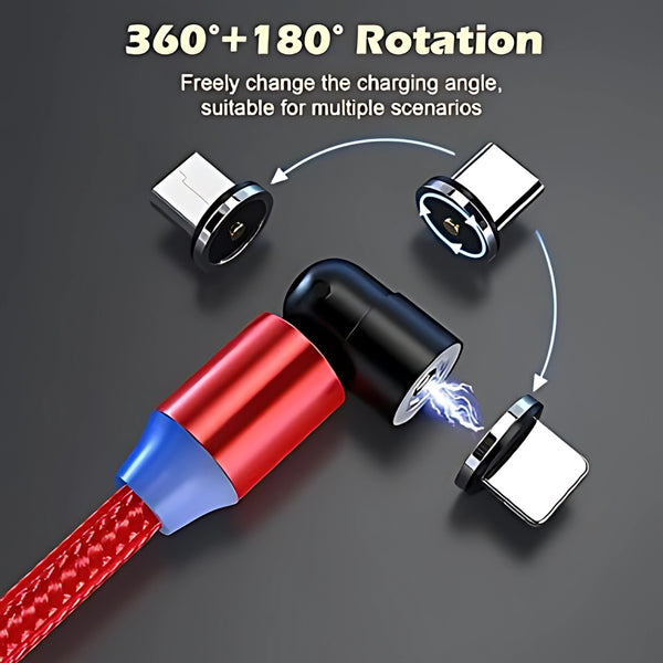 RED CLOTH COATING MAGNETIC (3 in 1) Charging Cable
