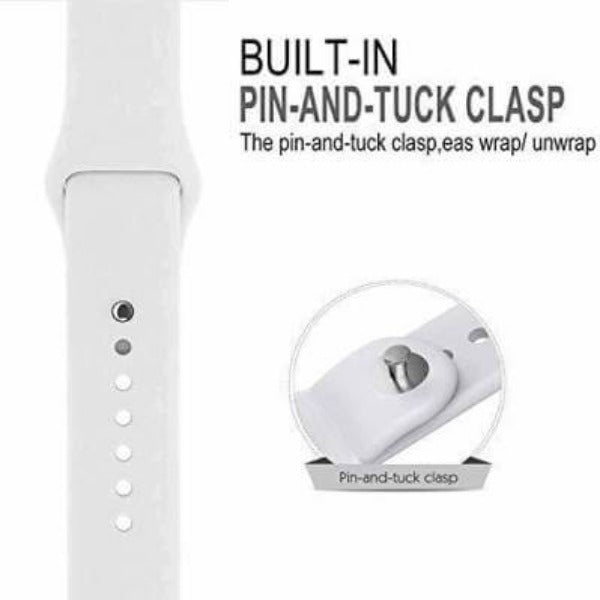 White Plain Silicone Strap For Apple Watch Series 5 (38mm/40mm/41mm)