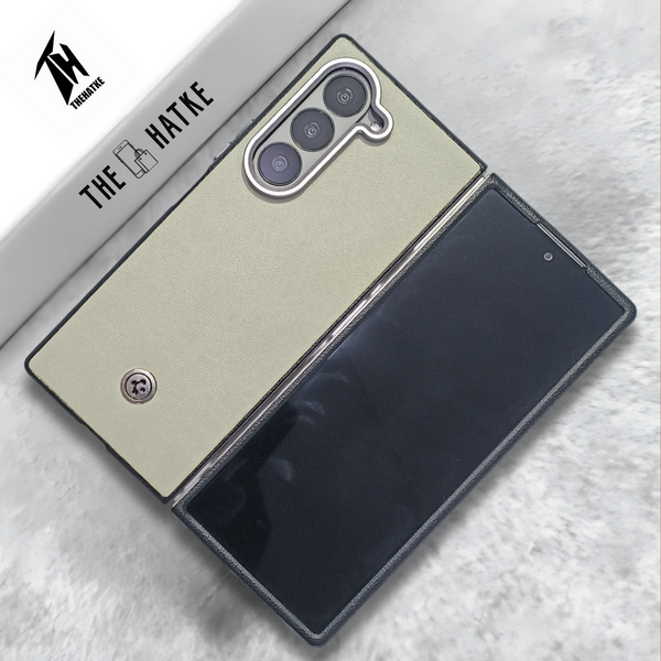 Off White Classy Leather Case for Samsung Galaxy Z Fold 6