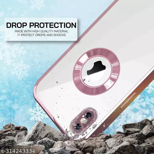 Pink 6D Chrome Logo Cut Transparent Case for Apple iphone X/Xs