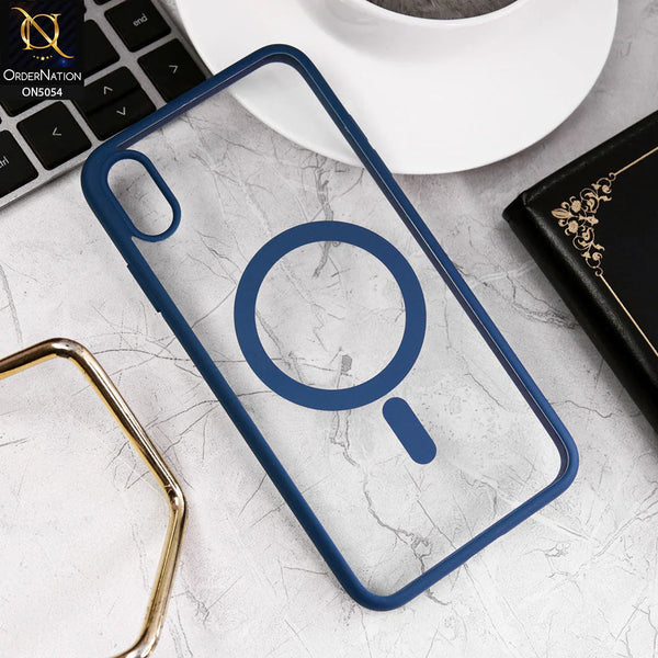 Navy Blue MagSafe Clear Transparent Silicone case for Apple iphone X/xs