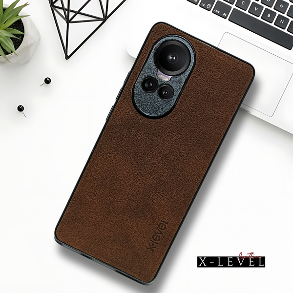 X-LEVEL Dark Brown Leather Case for Oppo Reno 10