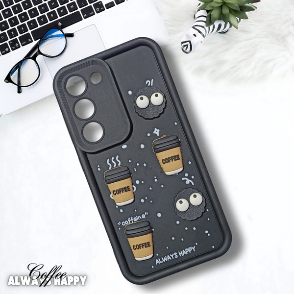 Black COFFEE (ALWAYS HAPPY) Silicone case for Samsung S21